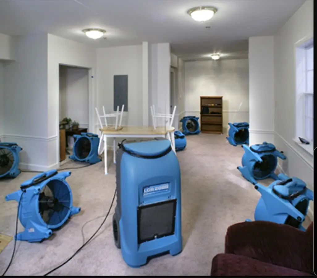 Air movers and dehumidifier setup for Water Extraction & Removal in Vidalia