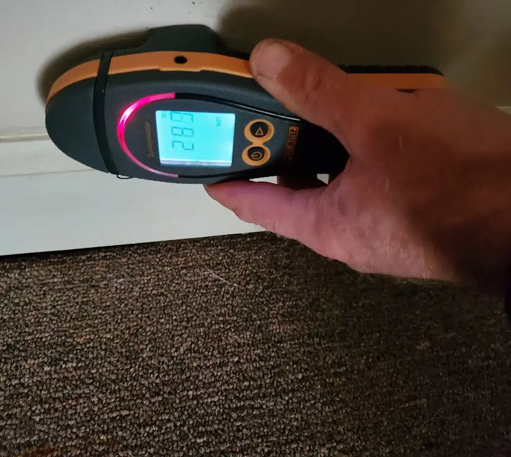 Moisture detection at baseboard during Mold Inspection & Testing in Vidalia